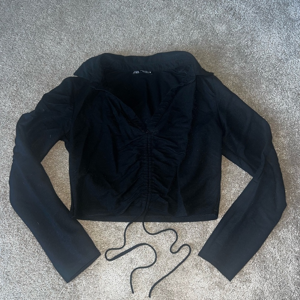 Black collared long sleeve Polo